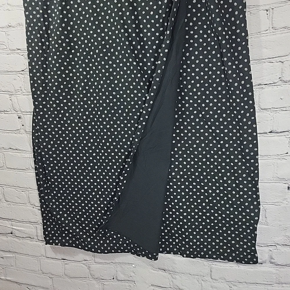 Vtg 90's Elisabeth Liz Claiborne Skirt‎ Plus Sz 3 Black Print Cotton Modest Wrap